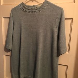 Blue knit blouse